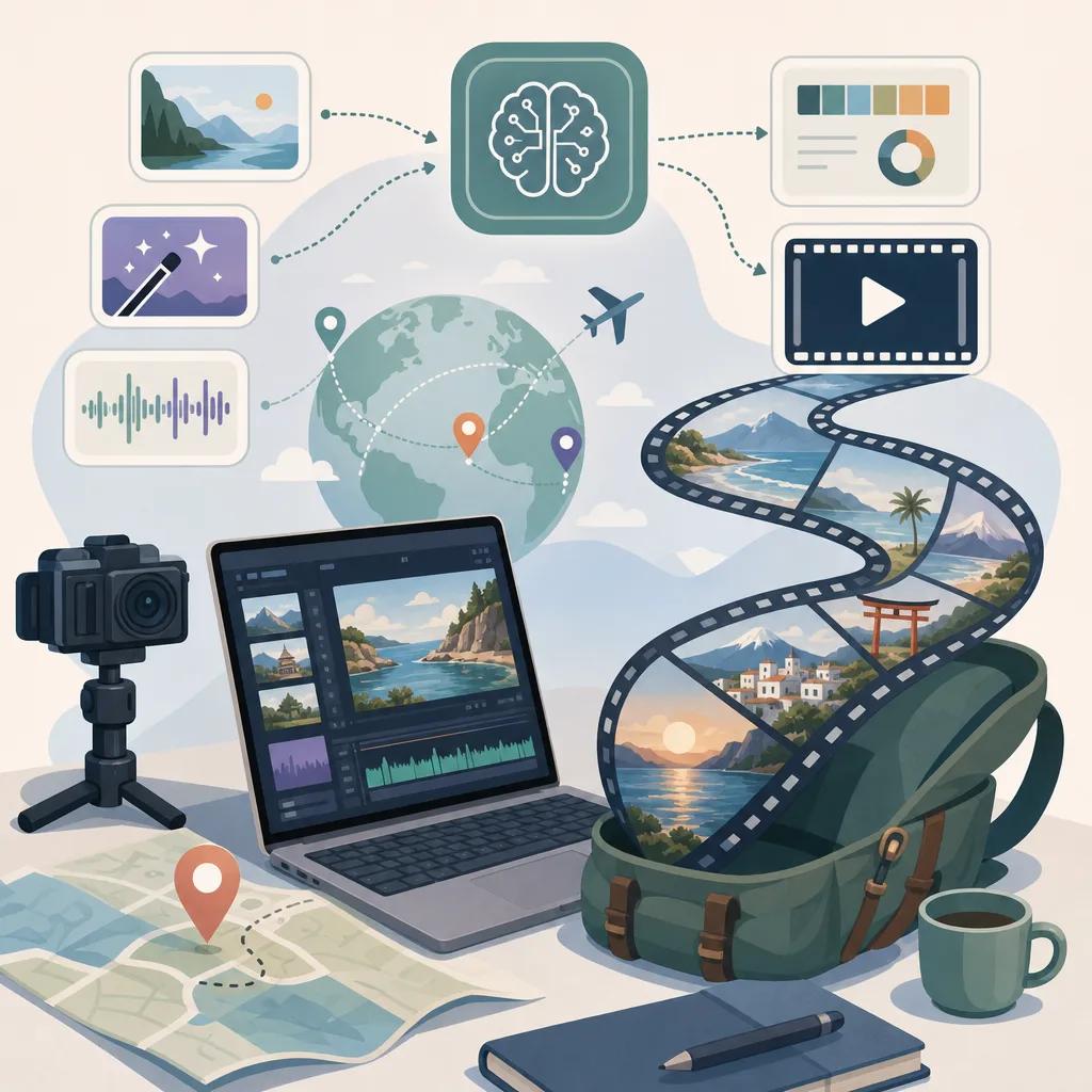 Illustration related to creating travel vlogs with ai tools