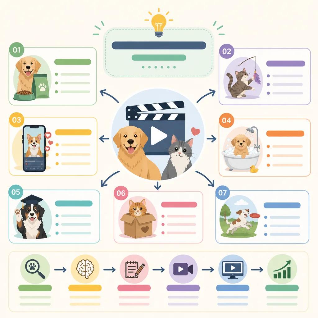 Diagram explaining creative ai video ideas for pet brands
