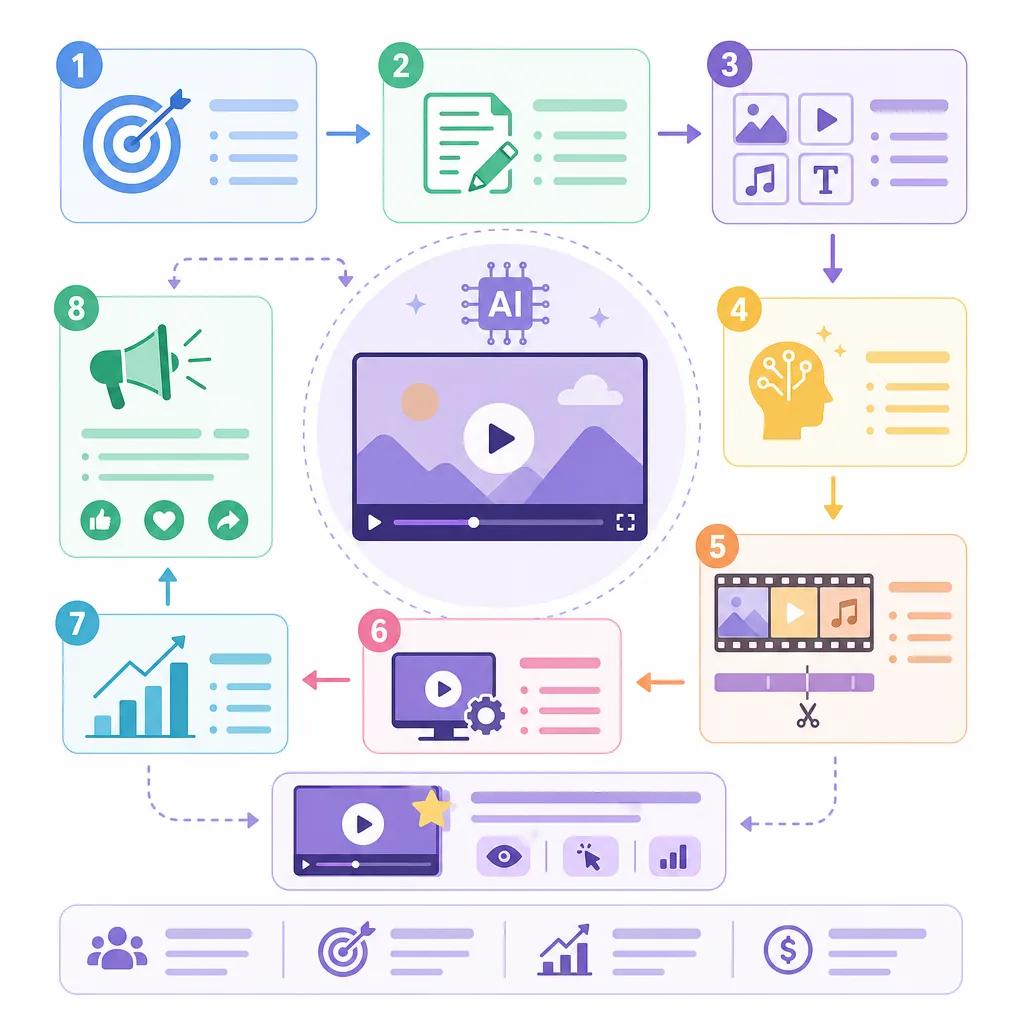 Diagram explaining how to create engaging ads with ai video