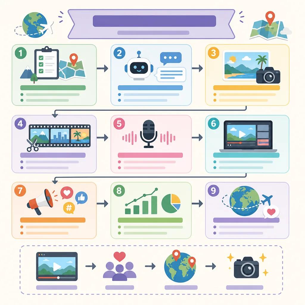 Diagram explaining how to create engaging ai travel vlogs