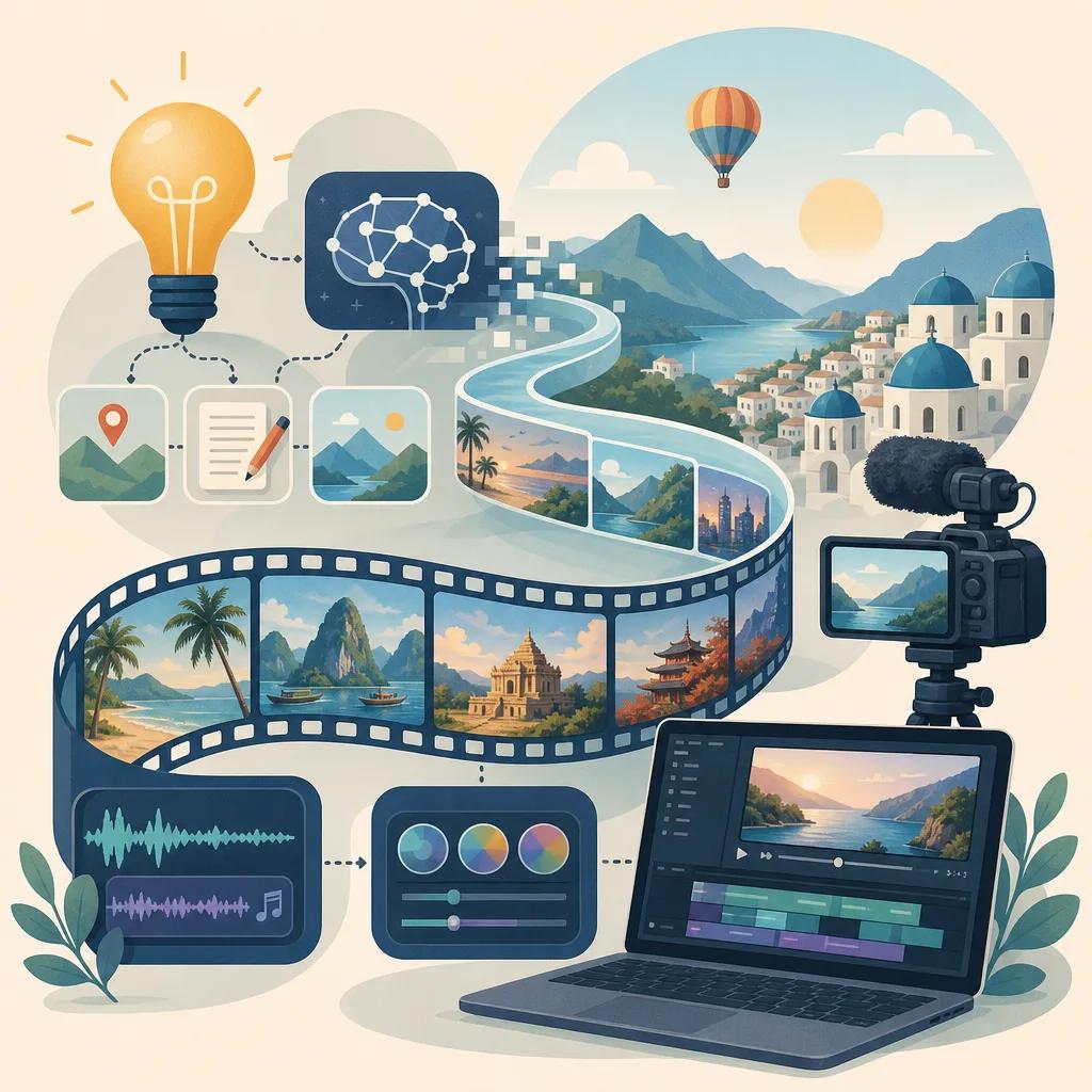 Illustration related to how to create engaging ai travel vlogs