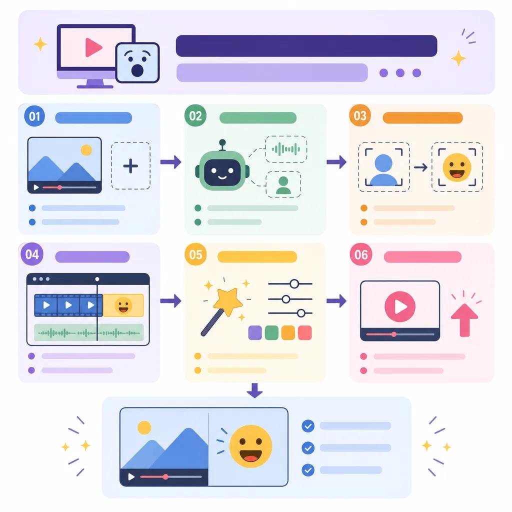 Diagram explaining how to create reaction videos with ai