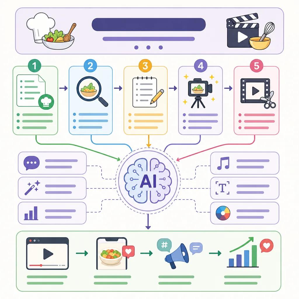 Diagram explaining how to use ai for cooking videos
