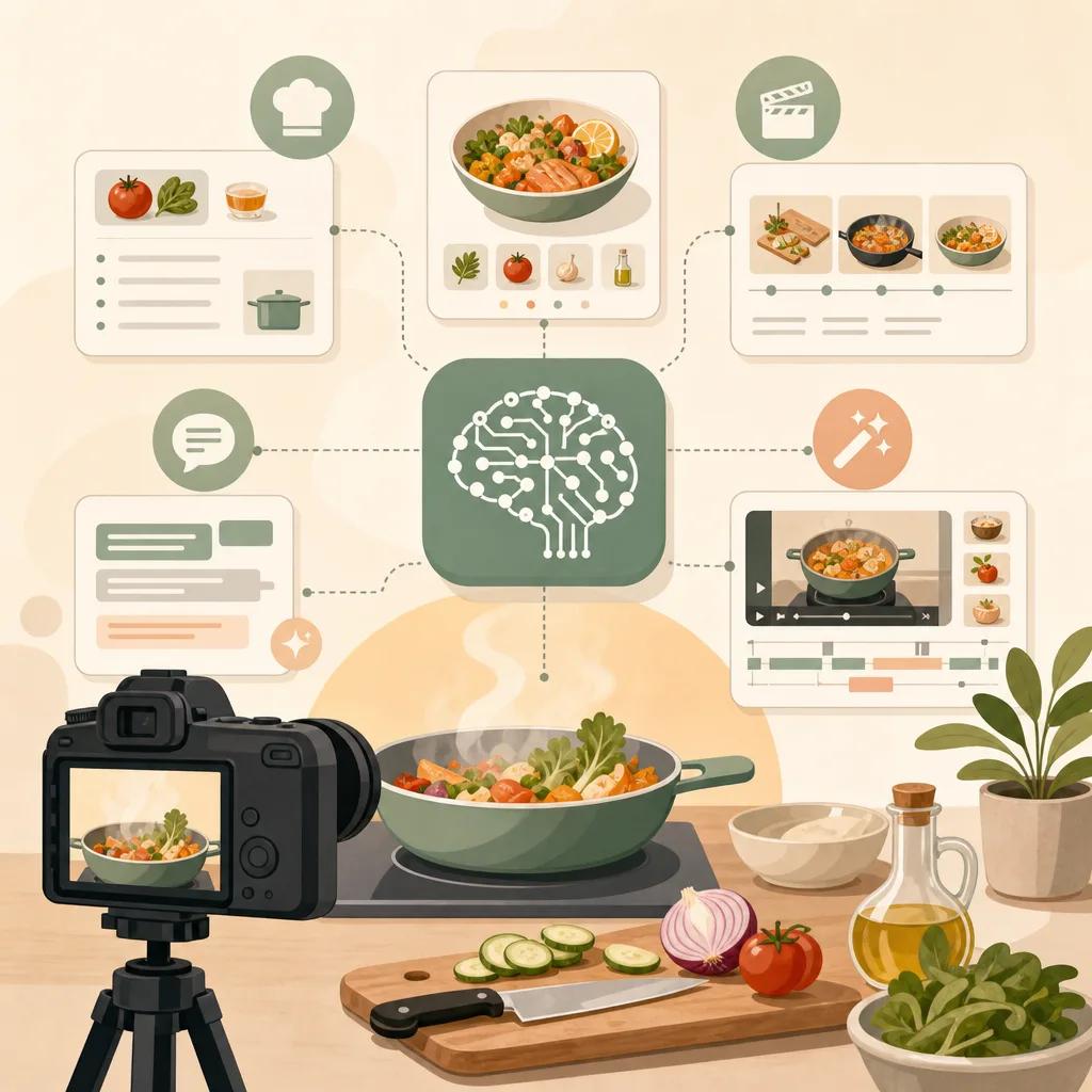 Illustration related to how to use ai for cooking videos