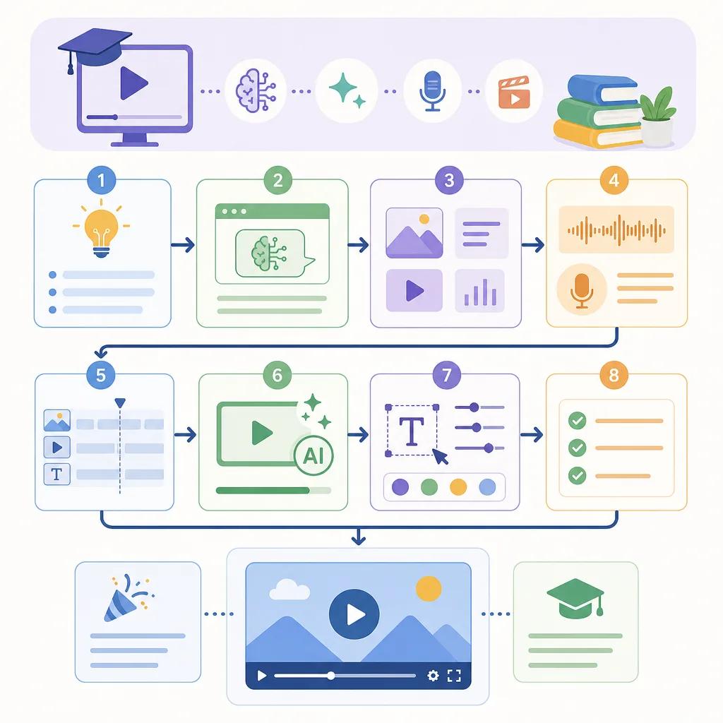 Diagram explaining how to make educational videos with ai