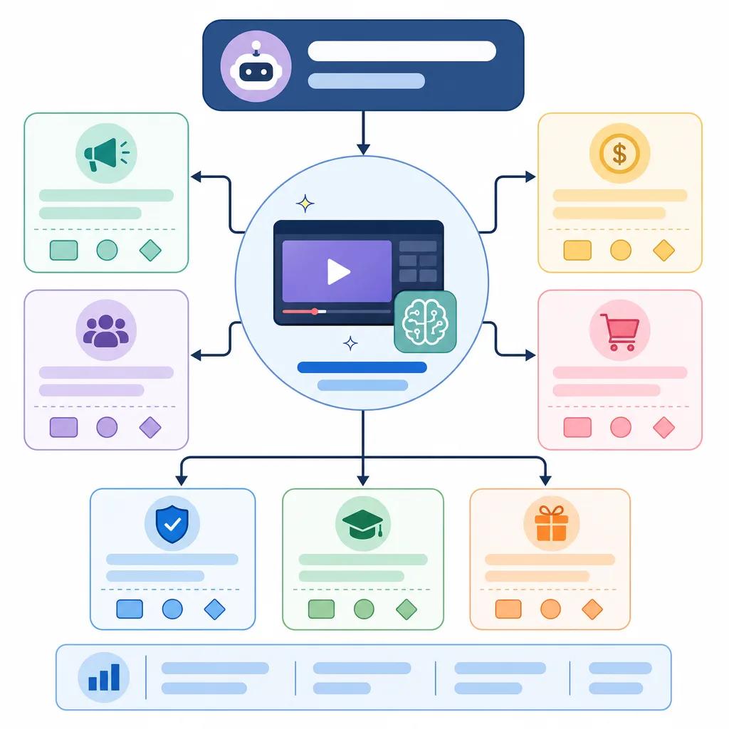 Diagram explaining monetization strategies for ai video content