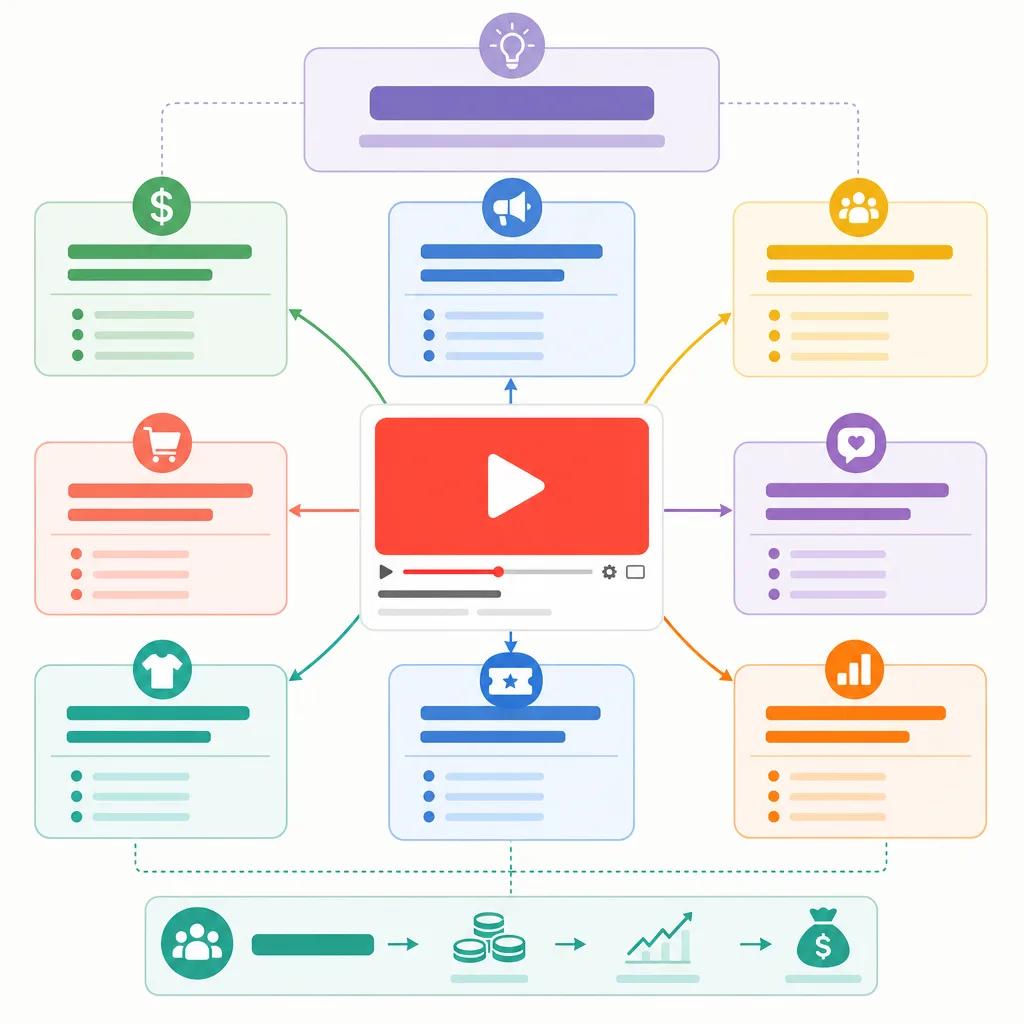 Diagram explaining monetization strategies for youtube videos