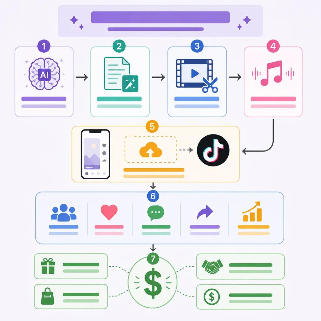 Diagram explaining monetizing videos on tiktok using ai