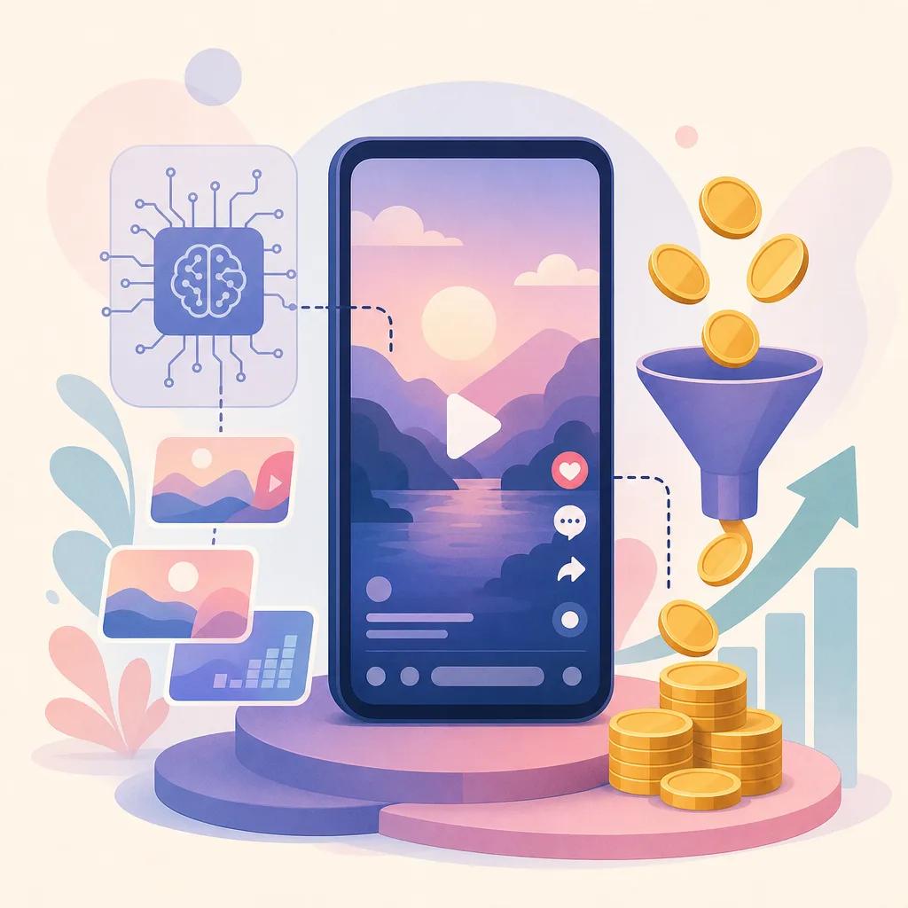 Illustration related to monetizing videos on tiktok using ai