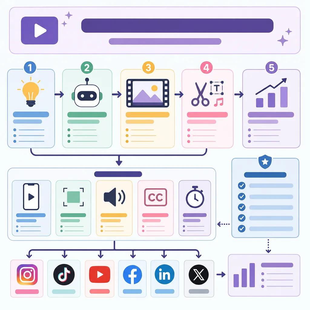 Diagram explaining how to optimize ai video for social media