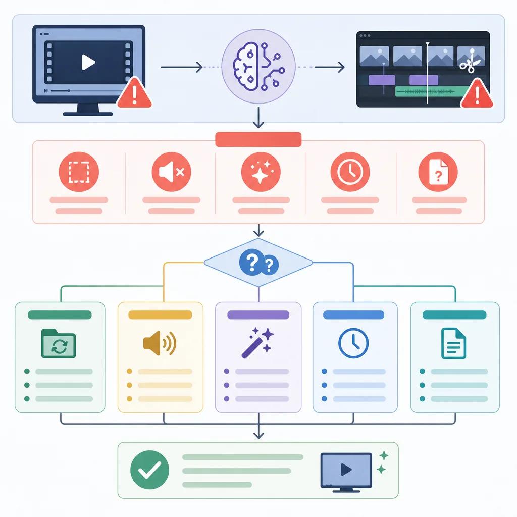 Diagram explaining troubleshooting ai video editing errors