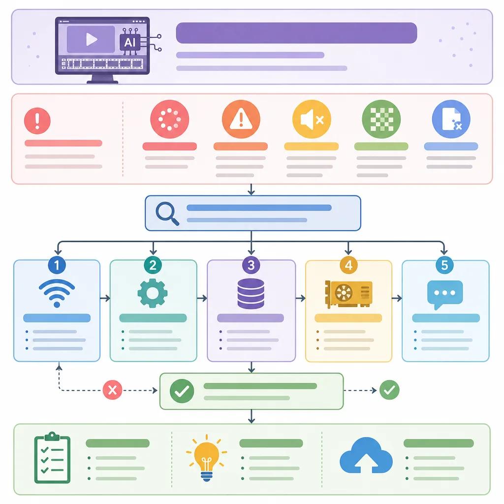 Diagram explaining troubleshooting issues with ai video tools