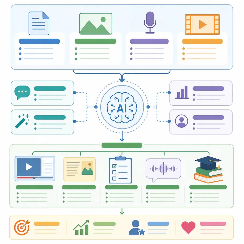 Diagram explaining using ai in educational video content