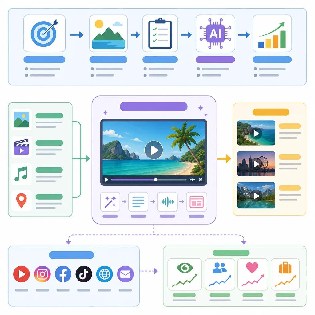 Diagram explaining using ai video for travel marketing