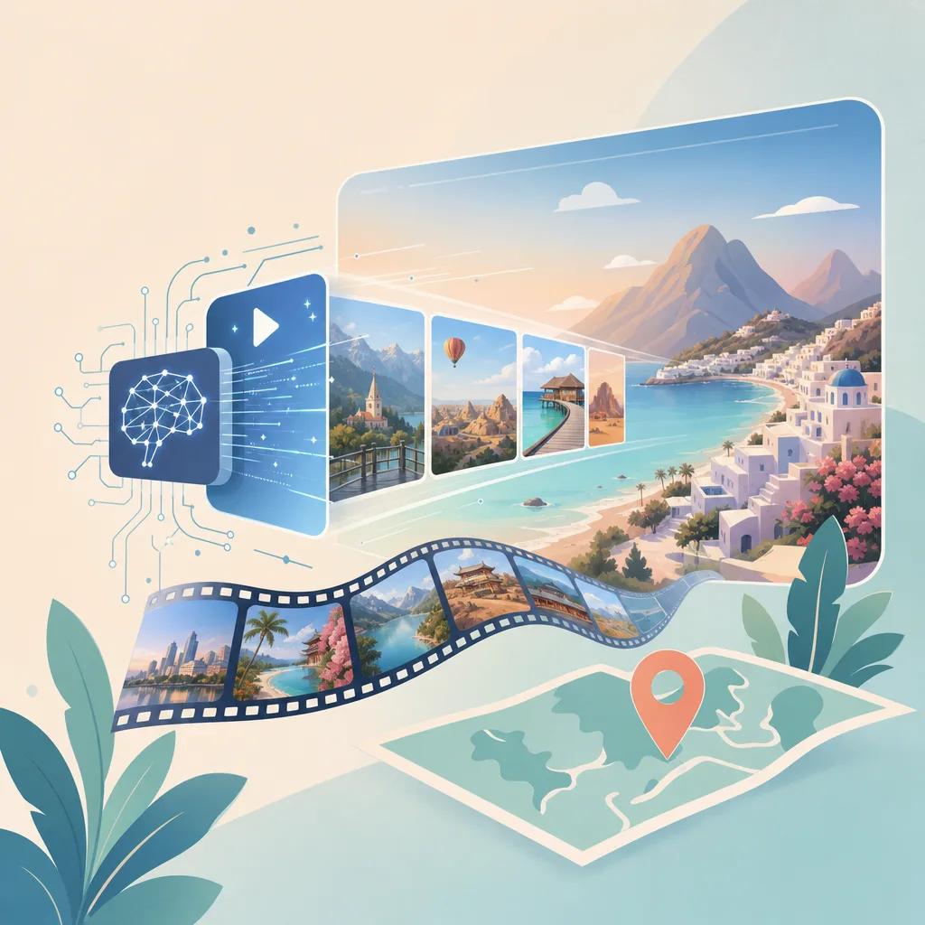 Illustration related to using ai video for travel marketing